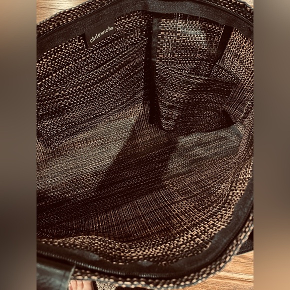 LIKE NEW Chilewich Woven Rectangular Tote,color black/copper - Picture 5 of 9